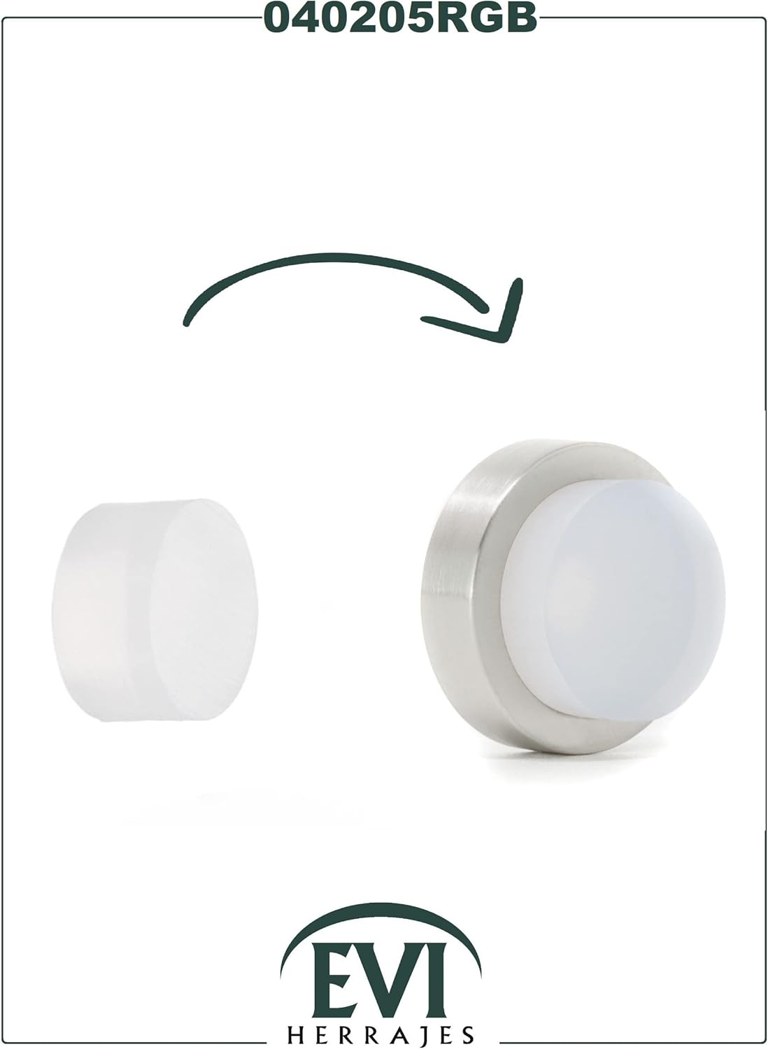 EVI Herrajes | Adhesive Wall Stop Replacement for Doors | Pack of 5 | Compatible with Model I-205 | Original Replacement | Silicone Rubber | White