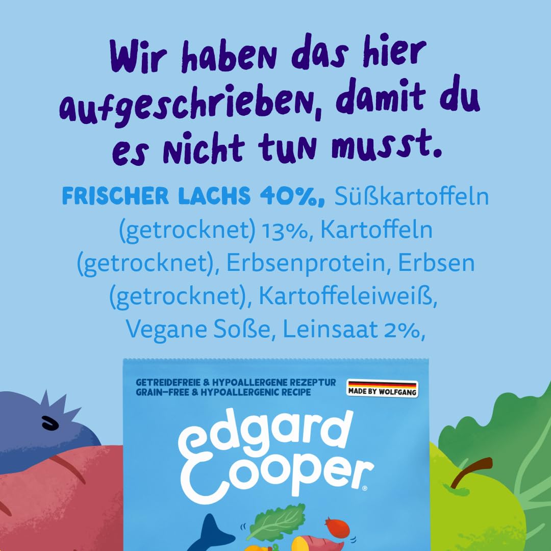 Edgard & Cooper Crochette Cani Adulti Medium 1kg Salmone Fresco Ipoallergenico Zucca Cavolo Riccio Patata Dolce