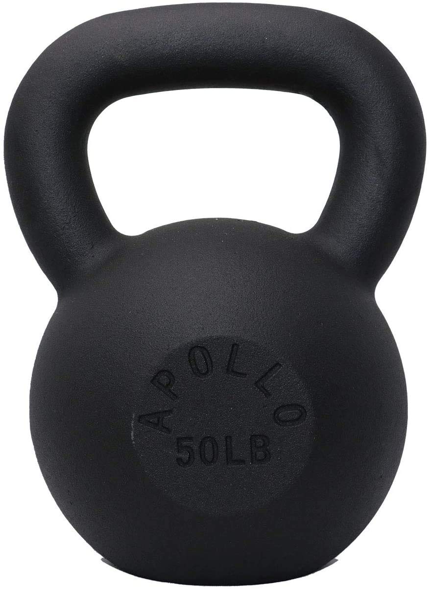 Apollo Athletics 1-Piece Solid Cast Iron Kettlebells - Ideal for Strength Training, Building Muscles, 50LB