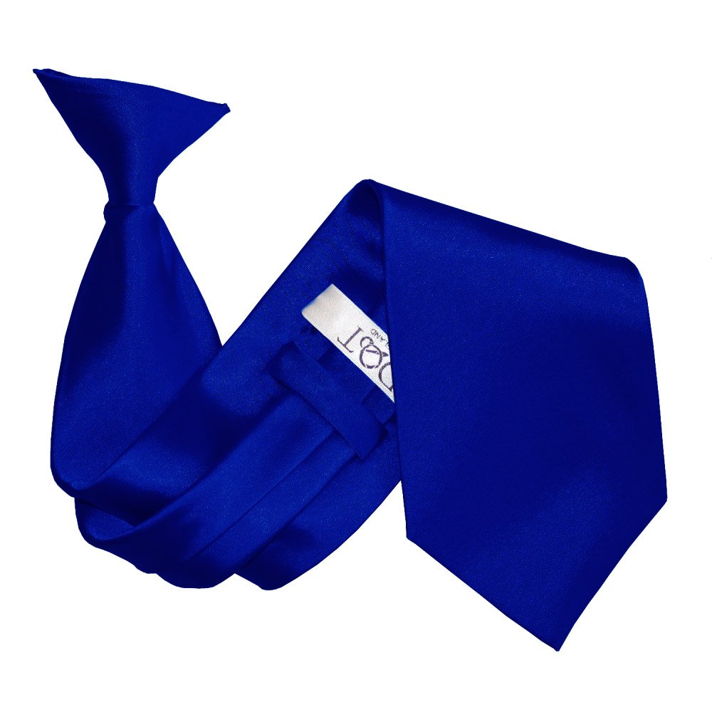 Dqt Men's Royal Blue Plain Satin Clip-On Tie - Pre-Tied Necktie For Wedding, Business, Uniform, Security & Formal