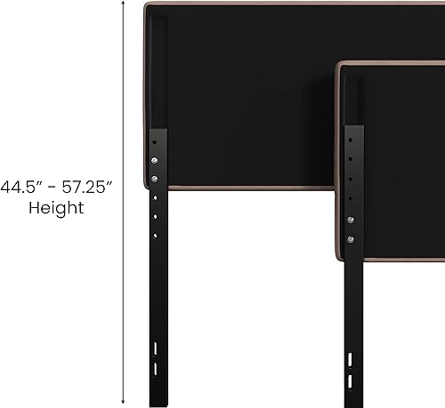 Miniatura 2 de EMMA + OLIVER Gannon - Cabecero tamaño individual, tapicería de tela color gris topo, altura ajustable, montaje en 30 minutos o menos, adecuado para