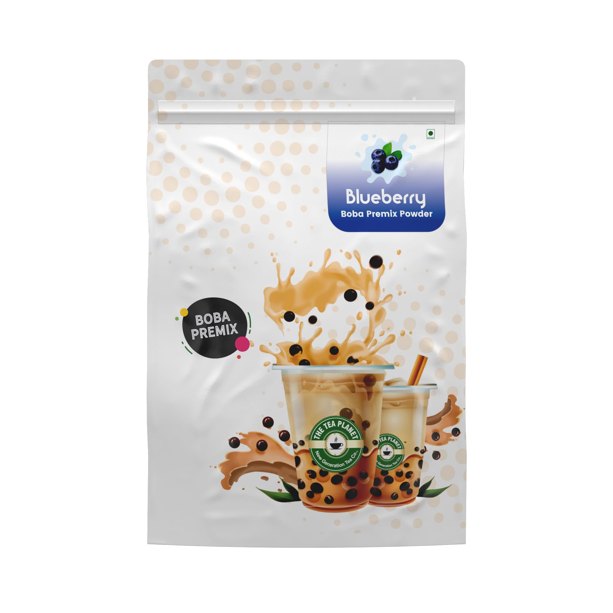 Tea Planet Blueberry Boba Premix – Sweet and Tangy Bubble Tea Base | DIY Milkshakes, Desserts, and Smoothies | Vegan-Friendly, Non-GMO, 1000g