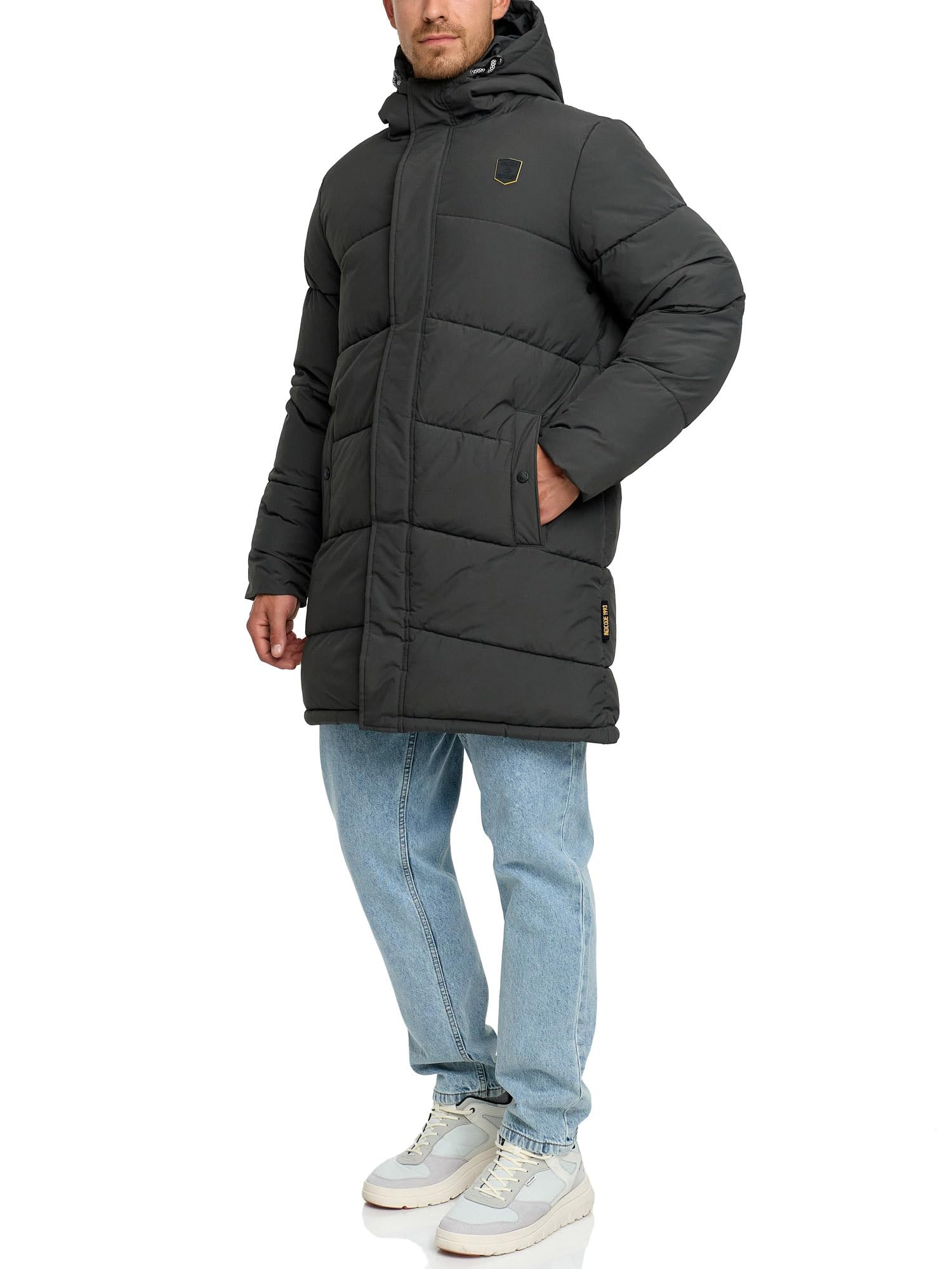 Indicode Chaqueta INPazze para hombre con capucha y forro polar | Abrigo de invierno para hombre Chaqueta acolchada para hombre, gris, XXL
