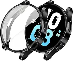 Capa Case Protetora em TPU Ultrafino Compatível com Samsung Galaxy Watch 6 LTE 44mm SM-R945 e Galaxy Watch 6 Wi-Fi 44mm SM-R940 (Preto)