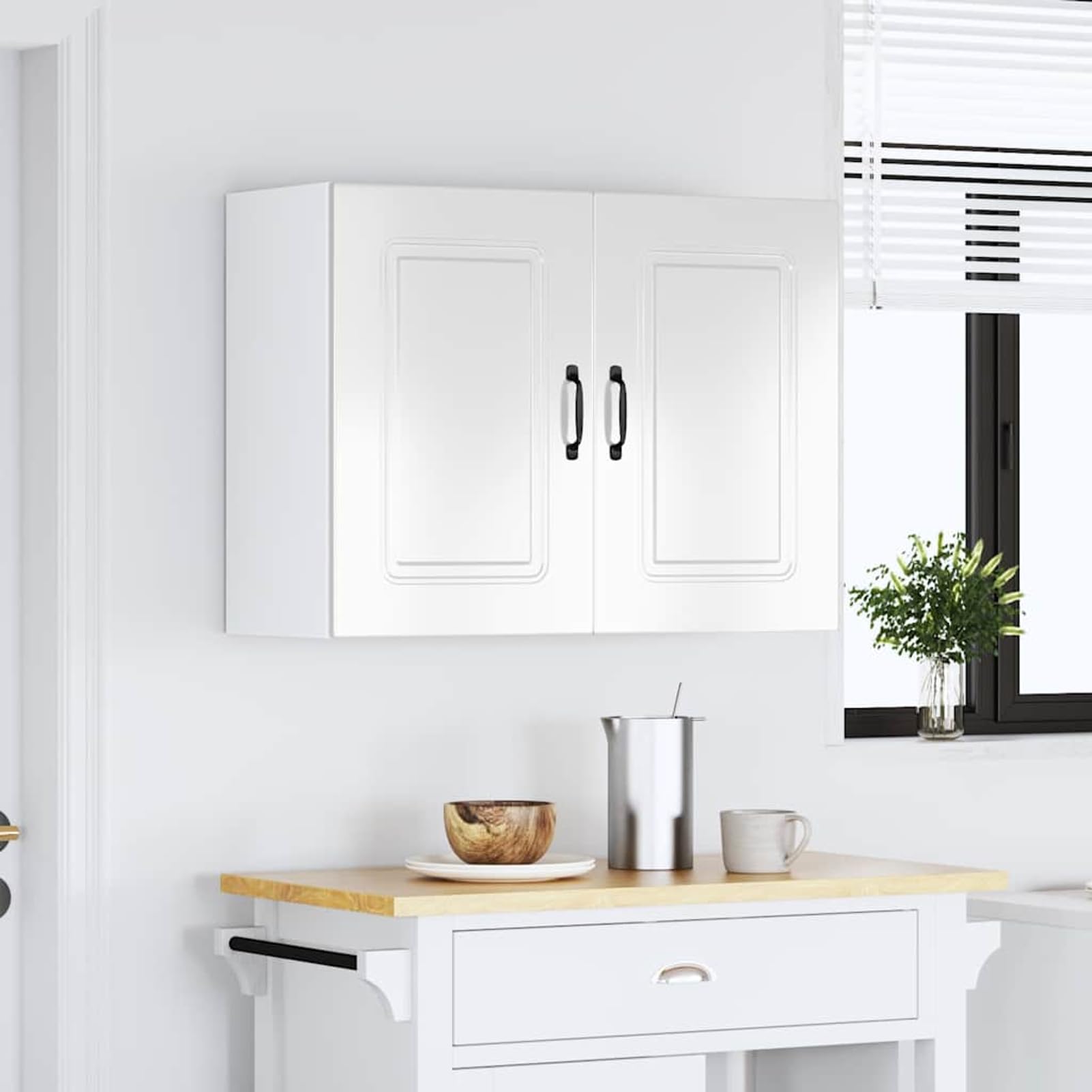 Homgoday Hochglanz-Weißer Küchen-Hängeschrank Kalmar aus Holzwerkstoff - 80 cm Breite, 60 cm Höhe, für Wohnzimmer und Schlafzimmer Model853589