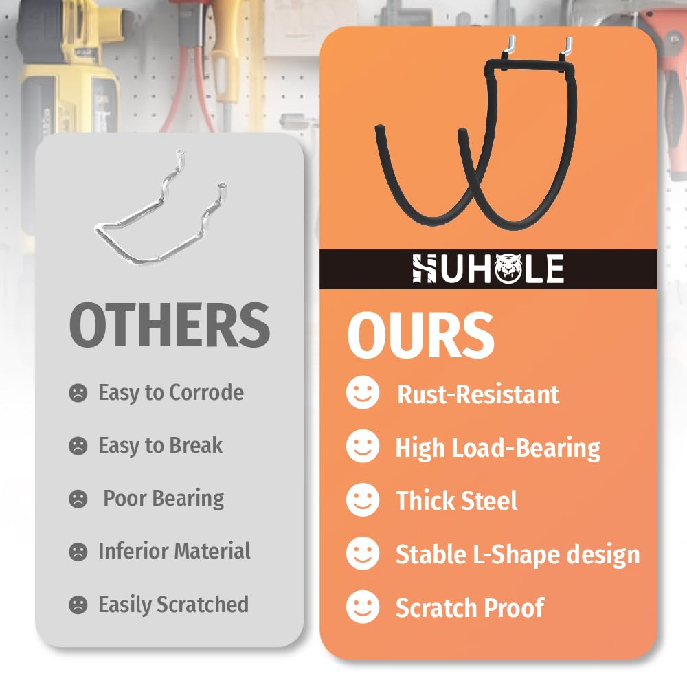 HUHOLE Heavy Duty Pegboard Drill Holder 10 Pack 1
