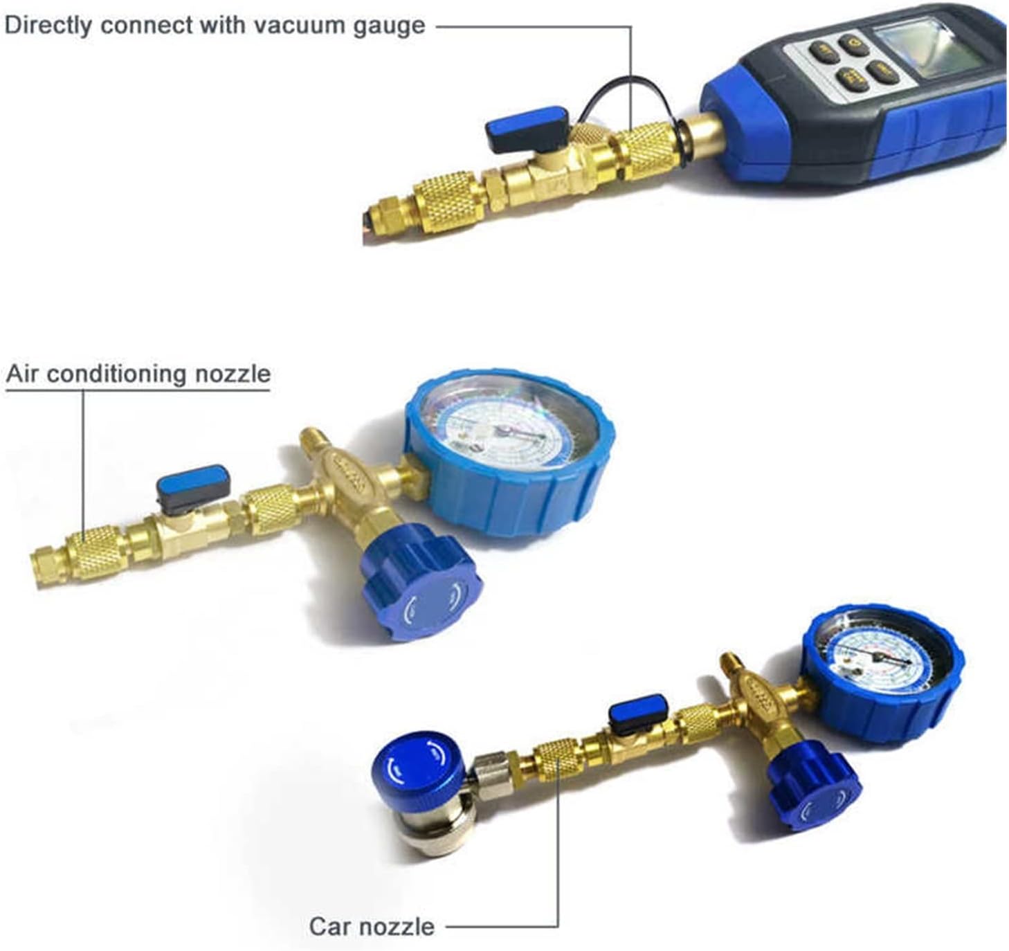 G1/4'' Brass Refrigeration Ball Valve Adapter Refrigerant Ball Valve Connector
