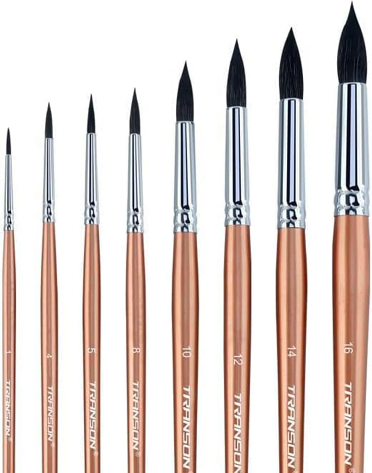 Round Watercolor Detail Paint Brushes Goat Hair 8pcs for Watercolors,Acrylics,Inks,Gouache,Oil and Tempera