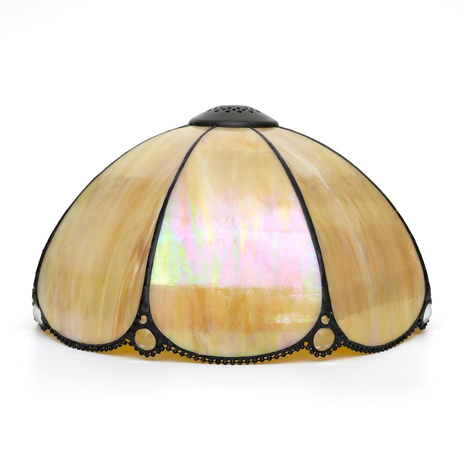 Nur Ersatz for Tiffany-Lampenschirm, 30,5 cm warmer Kürbis-Buntglas-Deckenlampenschirm im Vintage-Stil, Art Deco, for Tischlampen, Stehlampen, Pendelleuchten