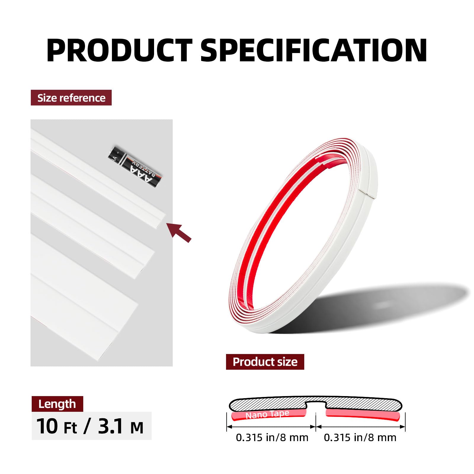 3,1M Moldura Angular PVC Flexible Autoadhesiva 90–180°, Protector de Esquinas para Pared Interior y Exterior, Perfil Decorativo para Pared y Techo (Blanco, W:16MM)
