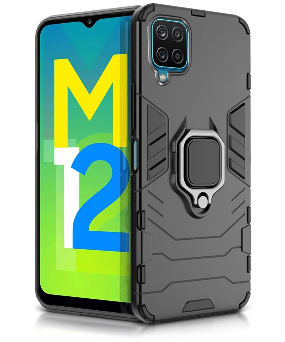 WOW IMAGINE Shock Proof Back Case Mobile Cover for Samsung Galaxy F12 | A12 | M12 | Back Cover Case (Tough Armor | Hybrid PC + TPU | Ring Holder & in-Built Kickstand | Black) (B08YYXX7S2) Amazon Price History, Amazon Price Tracker