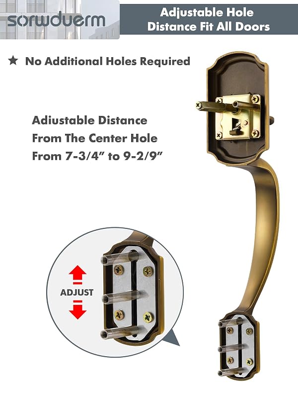 SORWDUERM 1 Pack Antique Brass Front Door Handle and Deadbolt Set Reversible Lever Entry Lock Handleset with Key Single Cylinder by SORWDUERM - Image 5