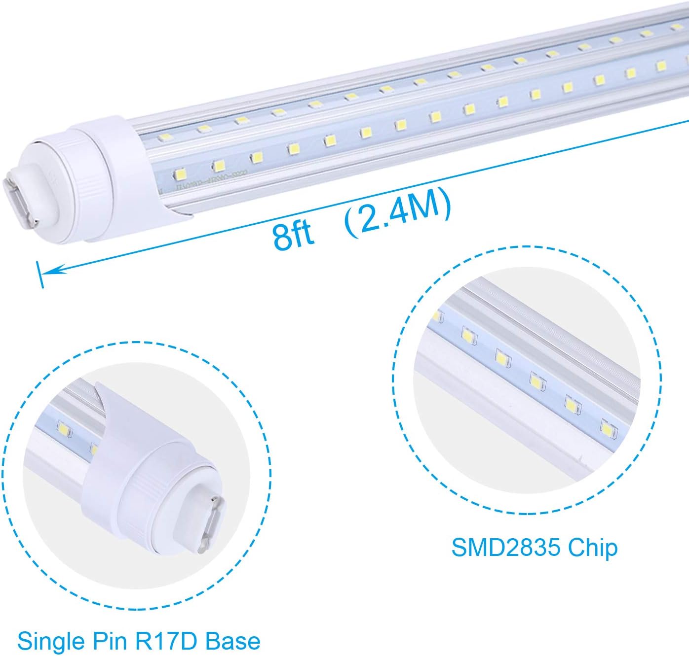 Amаzоn Crаzу 🔥 Dеаlѕ R17D 8 Foot Bulb Light,270 Degree V Shaped LED Replacement for Fluorescent Fixtures,T8 6000K Cool White,Clear Cover,85V-265V, Dual-Ended,Rotatable HO Base (Pack of 12)