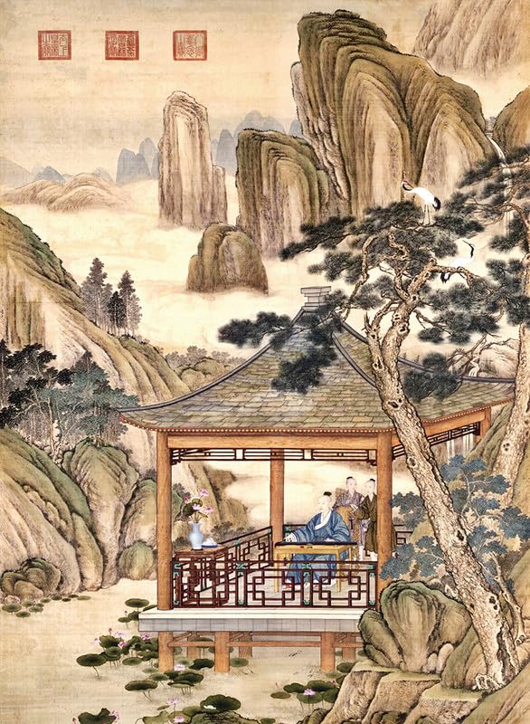 Bristlegrass Jigsaw Puzzles 1000 Pieces for Adults Jigsaw Puzzles 1000 Pieces and Up Chinese Giuseppe Castiglione Masterpieces of Art Qianlong Emperor Plays The Zither Birthday Christmas (1000pcs) — image 1
