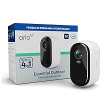 Arlo Essential 2 2K, Telecamera WiFi da Esterno Senza Fili, 6 mesi di autonomia, Visione Notturna a Colori, Illuminazione, Sirena, Audio Bidirezionale, 1 Telecamera Bianca