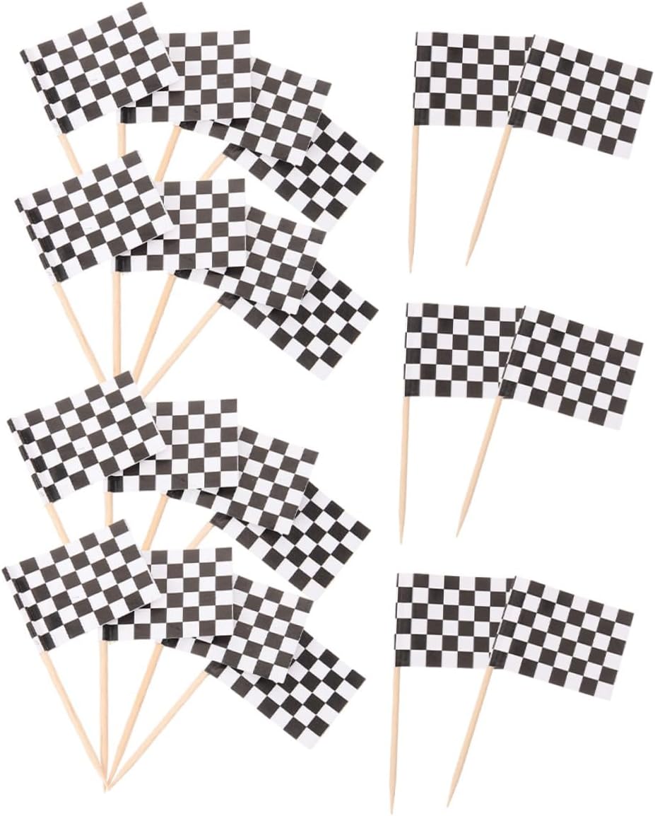 360pcs Mini Checkered Racing Flag Toothpicks Double-sided Black White Cake Decoration Picks for Racing Party Cupcake Toppers Sport Event CelebrationNO.2213