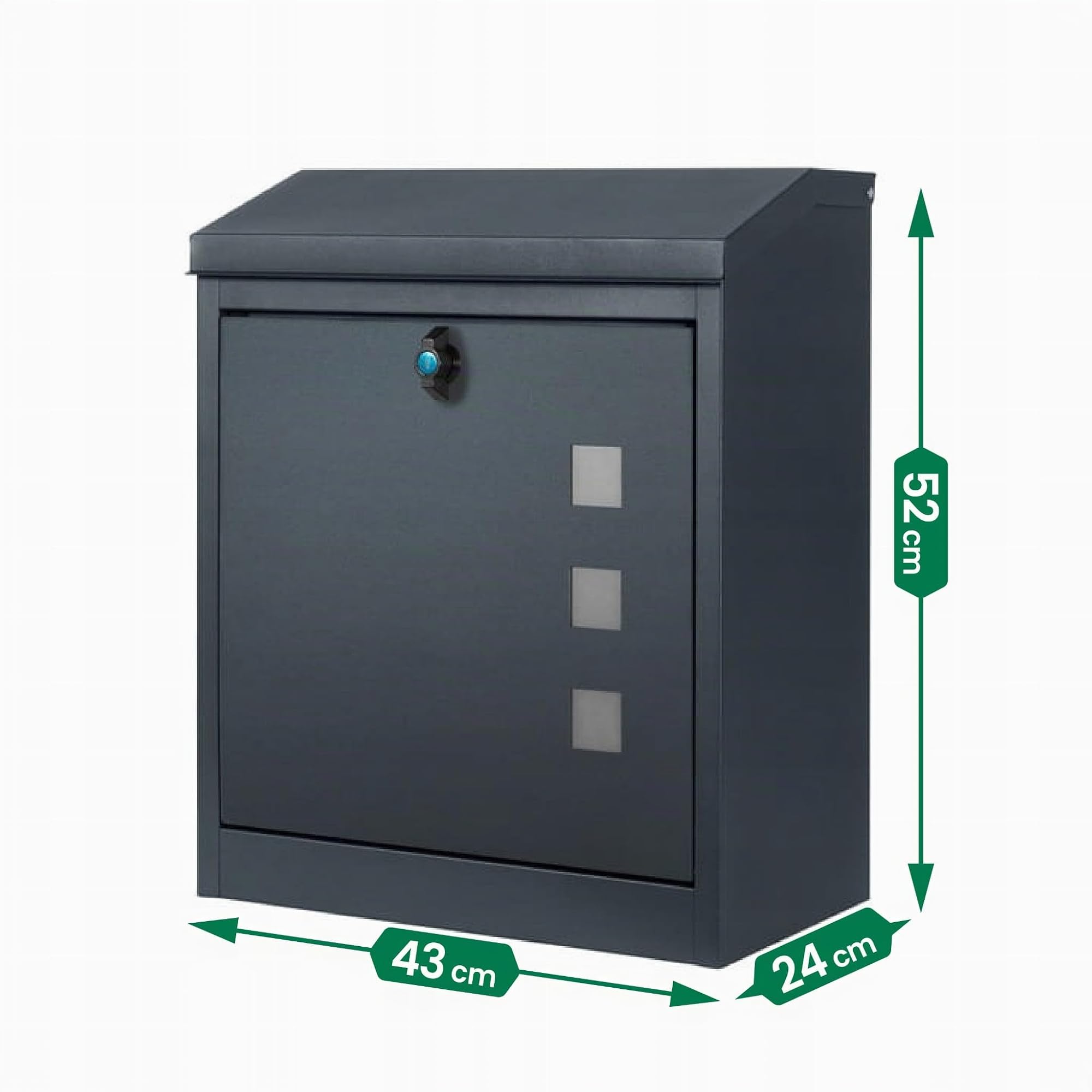 JUMI Wetterfest Briefkasten und Paketbox - Rostfrei und Massiv - Standbriefkasten Modern - Stahlblech Rückholsperre - Schublade und Schrank - Mailbox - aus Metall, Anthrazit