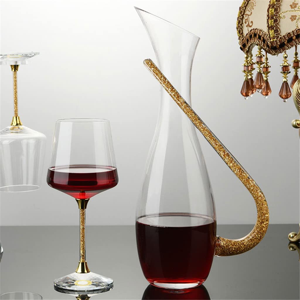 Set di calici e decanter in vetro di cristallo con lamina d'oro nordico chiaro Set di bicchieri da vino per bar per feste in famiglia Set di bicchieri da cocktail per champagne (B come mostrato)