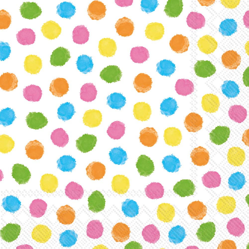 Boston International C851371 IHR 3-Ply Cocktail Beverage Paper Napkins, Colourful Dots