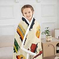 Vista 3 de Retro Train Throw Blanket,Colorful Cars Fleece Blanket for Bedroom Decor,Vintage Train Tracks Super Soft Blankets for Sofa Couch for All Brown