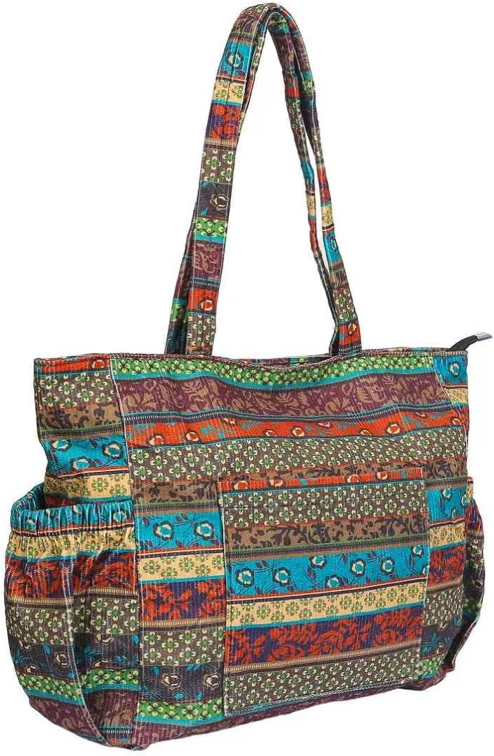 Corduroy Tote Bag for Women Shoulder Bag for Gym Travel Work