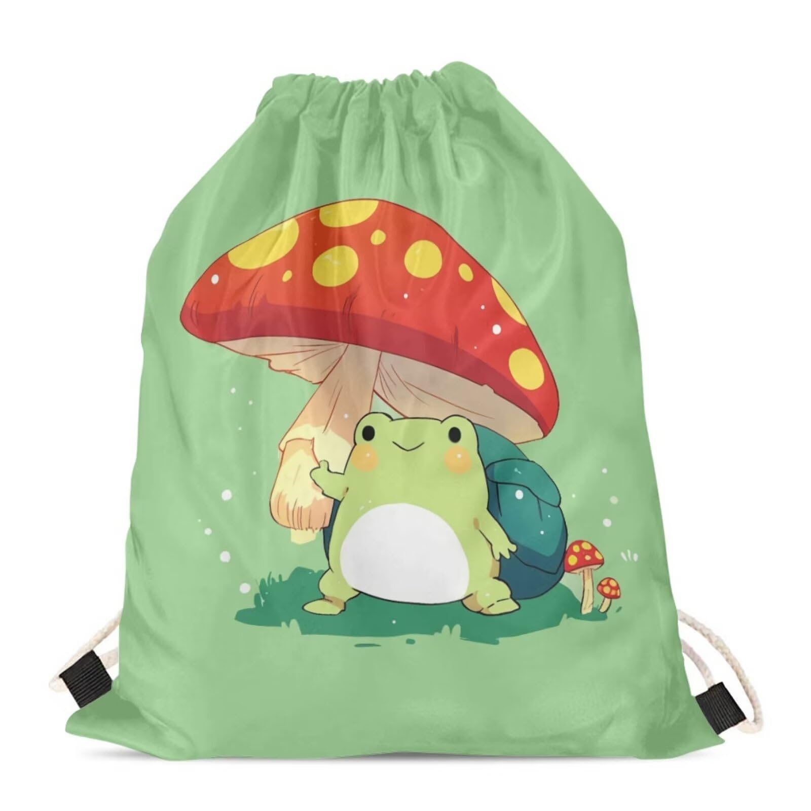 Upetstory Cute Mushroom Frog Drawstring Backpack Cinch String Bag Sports Gym Sackpack Training Gymsack for Women Kids Children Hiking Camping Swimming