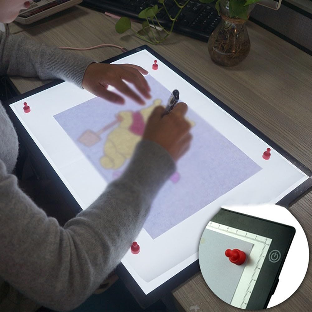 Tablette lumineuse LED pour A4 A5, planche à dessin de protection des yeux avec 3 niveaux de luminosité à intensité variable, table de traçage en matériau PC pour broderie artistique (pour A3)