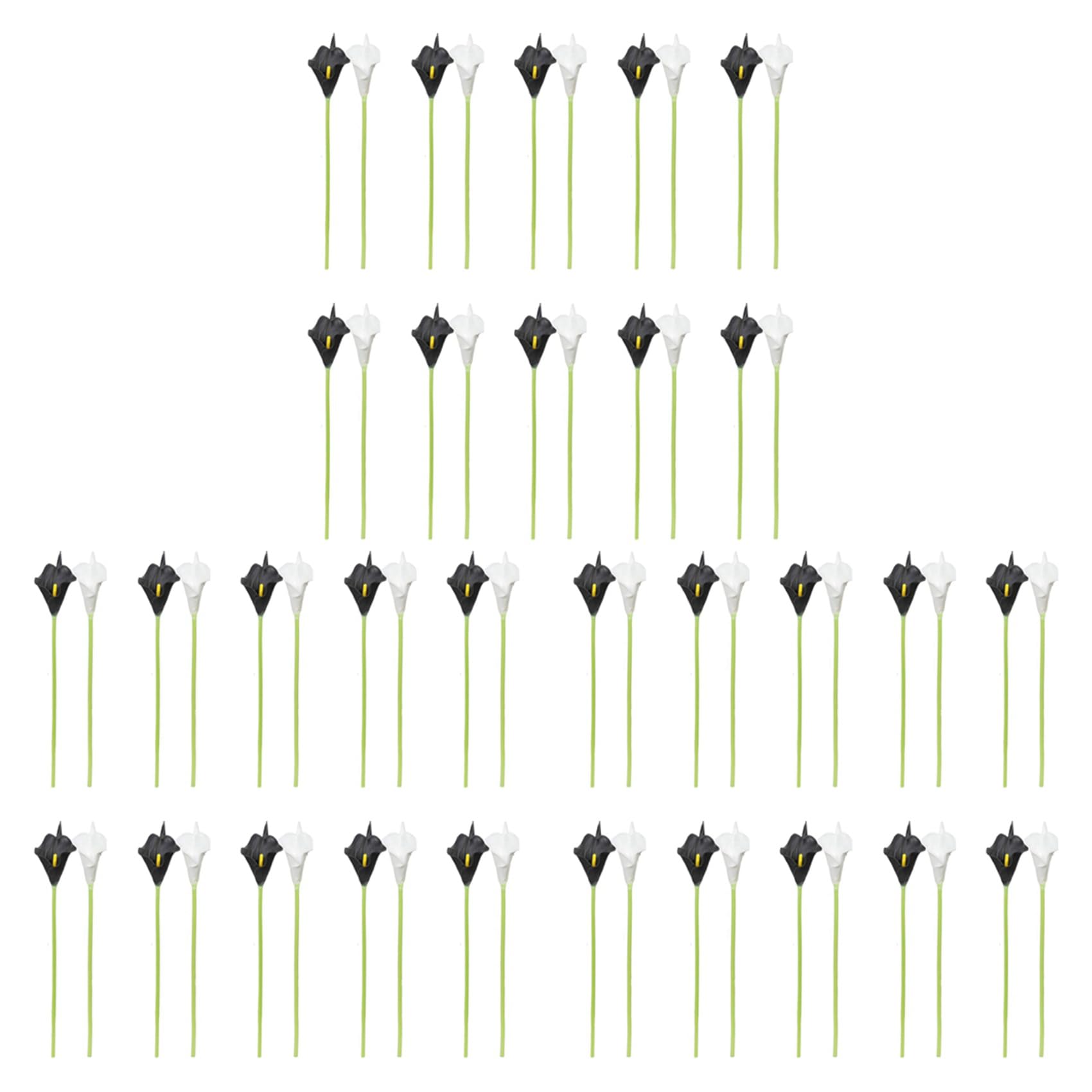 Vjsujehgy 60Pcs Calla Lily PU Arrangement for Home Party Decor(Black and White)
