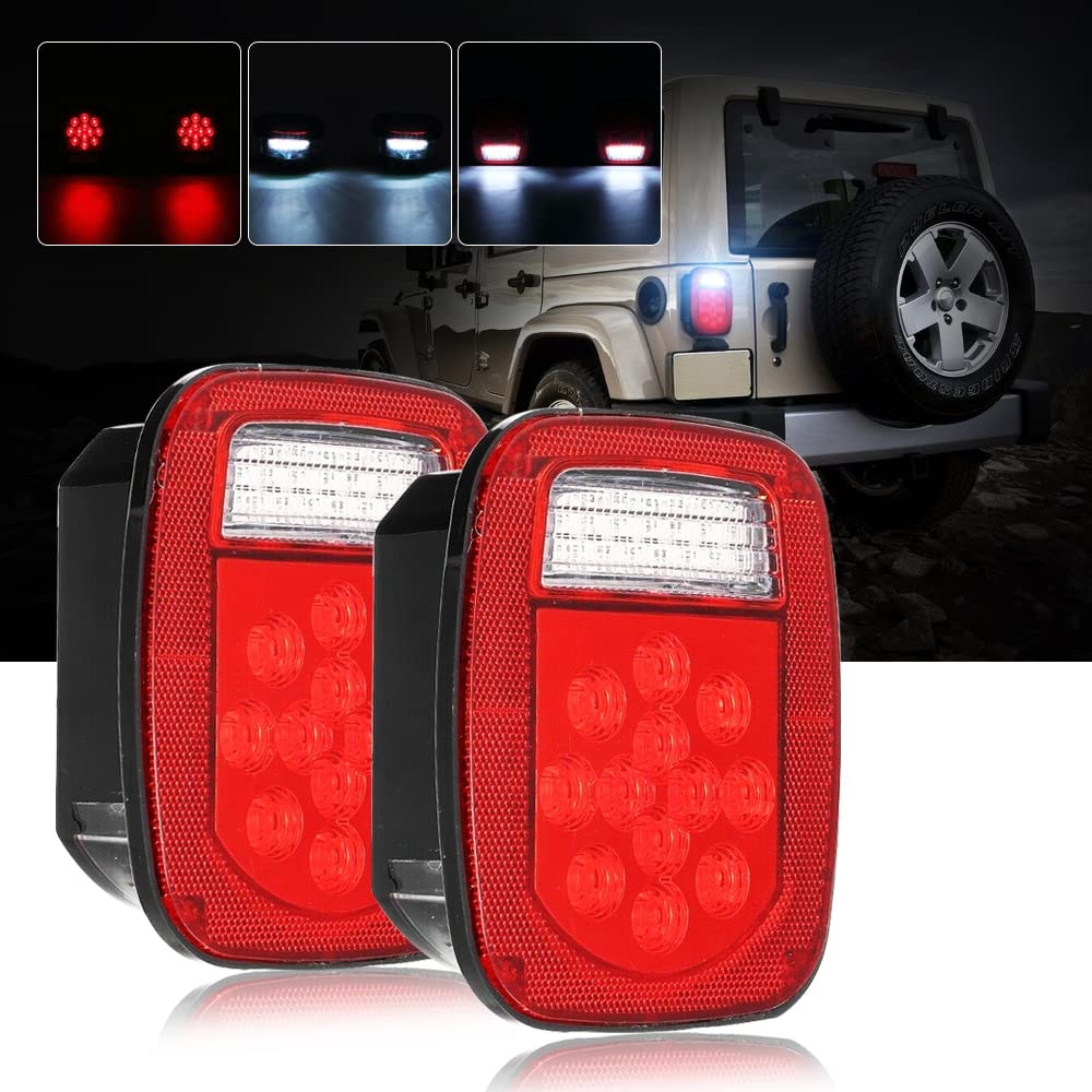 Trailer 39 Light Light Rosso/Bianco Dugliore Viedi Upail Up Lampaggio Stop Corso Segnale Luci Freno di Reverso Reglio per Trucamento Caperchio Caravane 2pc Coravan