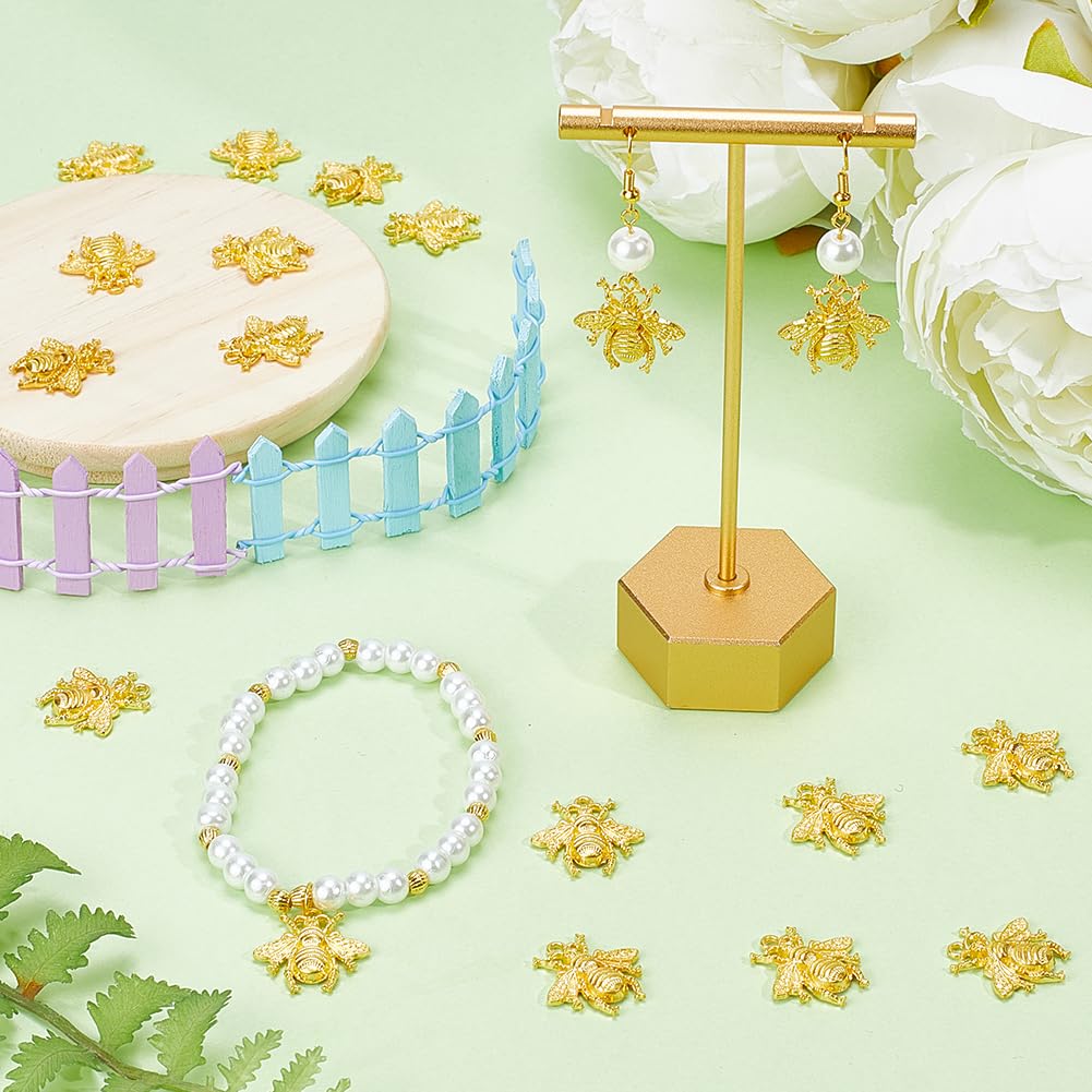 DICOSMETIC 48 Pendentif Abeille Émail 2 Couleurs Breloques En Alliage D'abeille Breloques D'abeille Mignonnes Pendentifs D'Insectes Volants Pour La Fabrication De Bijoux De Collier, Trou: 2mm