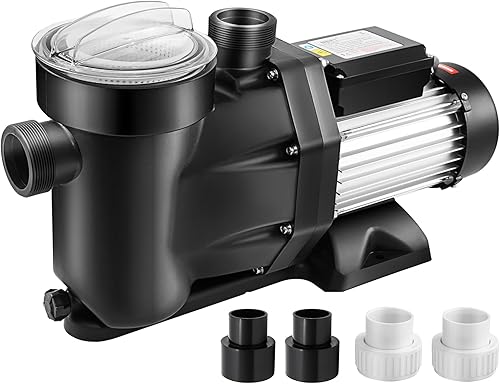 Miniatura 1 de Bomba de piscina de 2.5 HP 8880 GPH autocebante ensobre el suelo, bombas de una sola velocidad de 110 V con cesta de colador, 4 conectores