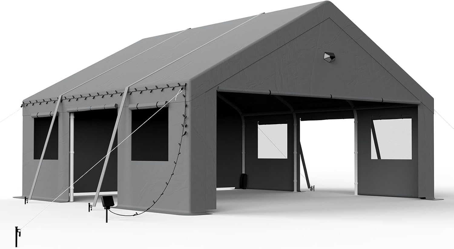 20x20 Carport Heavy Duty, Portable Garage 20x20 Heavy Duty, 2 Car Carport Canopy with Side Doors Windows and Removable Sidewalls, Grey 20x20 Carport Heavy Duty, Portable Garage 20x20 Heavy Duty, 2 Car Carport Canopy with Side Doors Windows and Removable Sidewalls, Grey