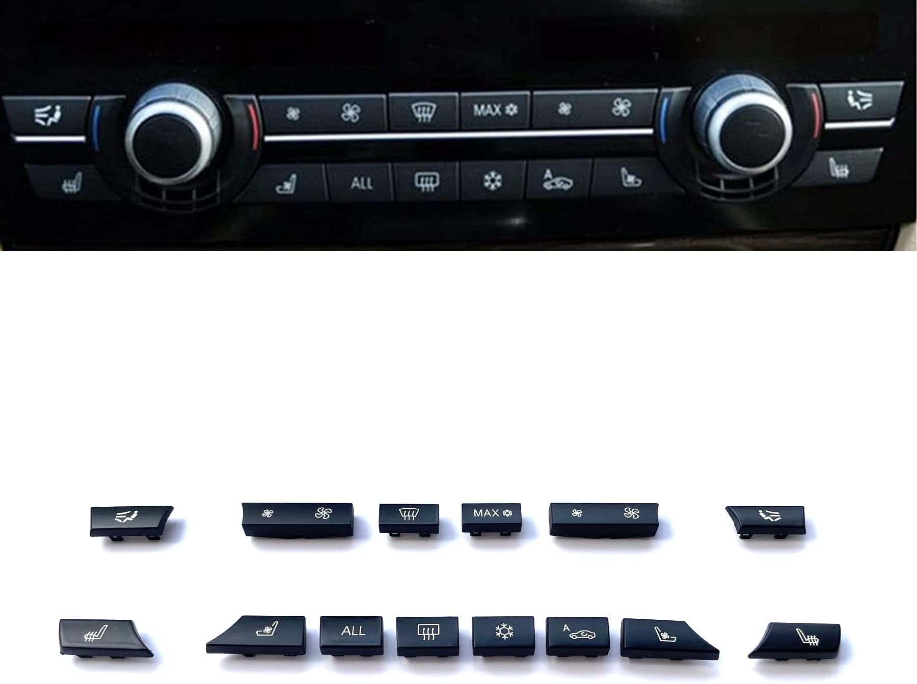 14 Key Air Conditioning A/C Vent Button AC Heater Climate Control Key Caps Interior Repair Kit Replacement for BMW 5 6 7 M5 M6 F02 F06 F10 F12 61319313924