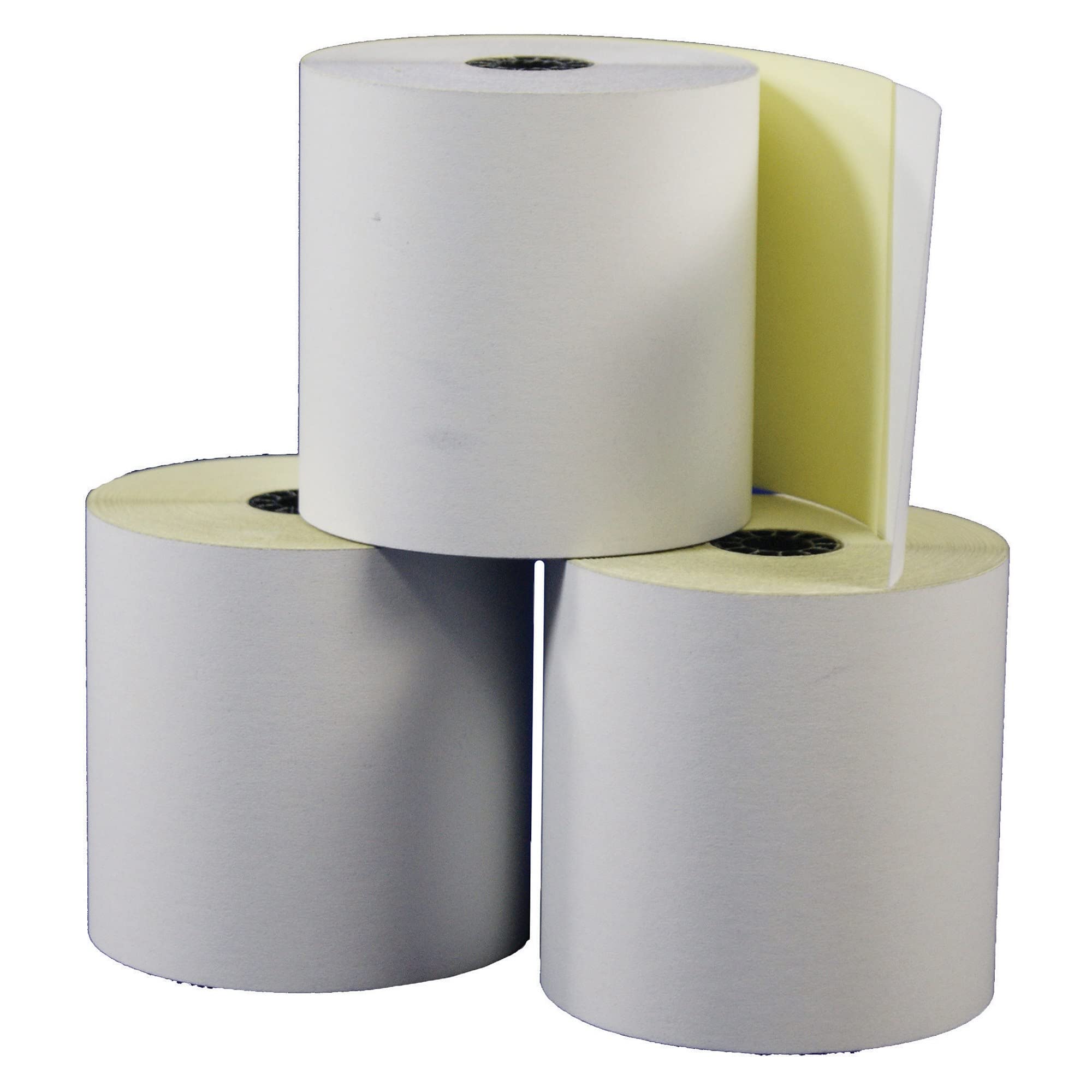 Office Depot Banking/Teller Window/ATM Rolls, 3in. x 90ft., 2-Ply, Self-Contained, Canary/White, 50 Rolls, 818764