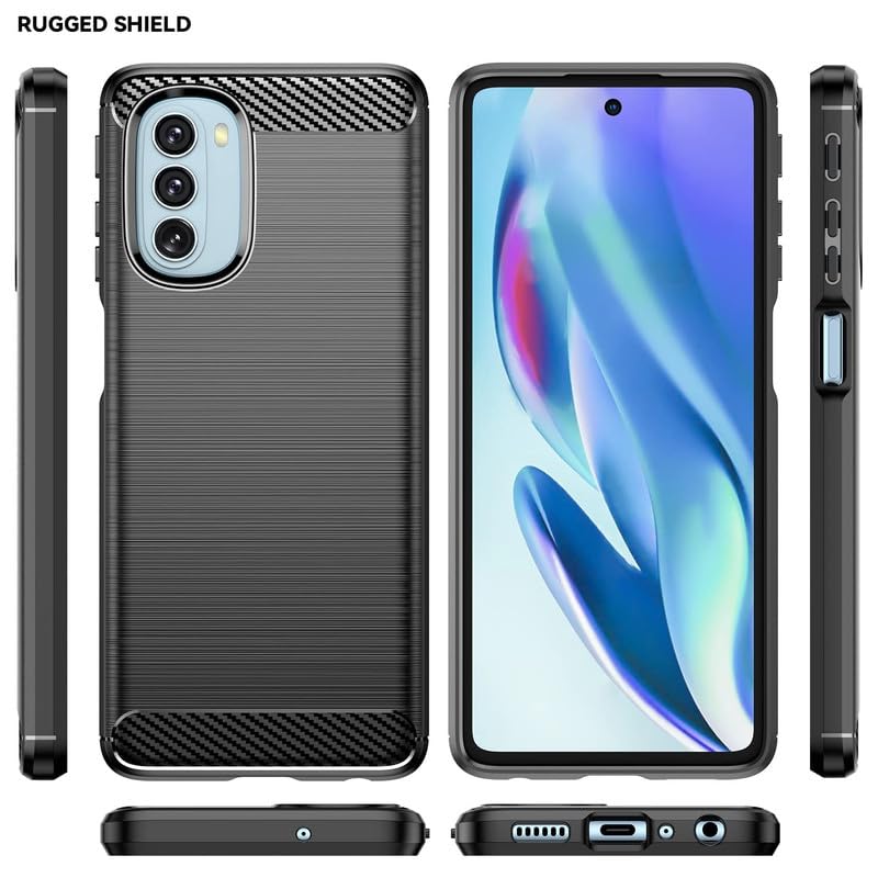 Image of Hybrid Carbon Fiber Back Case for Moto G51 (Black)