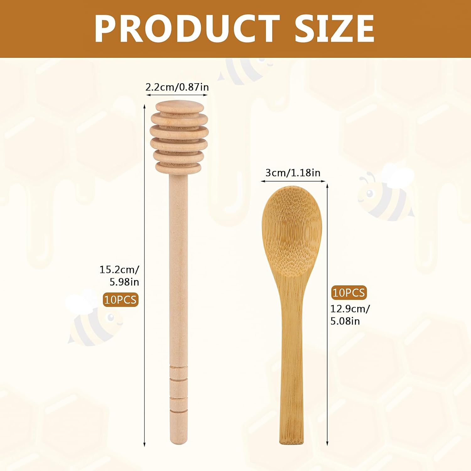 20 Pack Honey Sticks Dipper & Spoon Set,10 Dippers+10 Spoons image 3