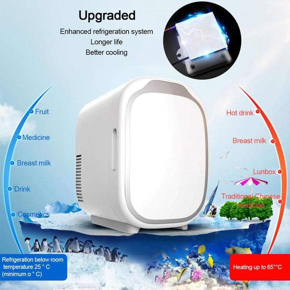 Mini Fridge Car Refrigerator 6 Liter Dual Use Cold Box Mini Small Refrigerator (Color Name : White)
