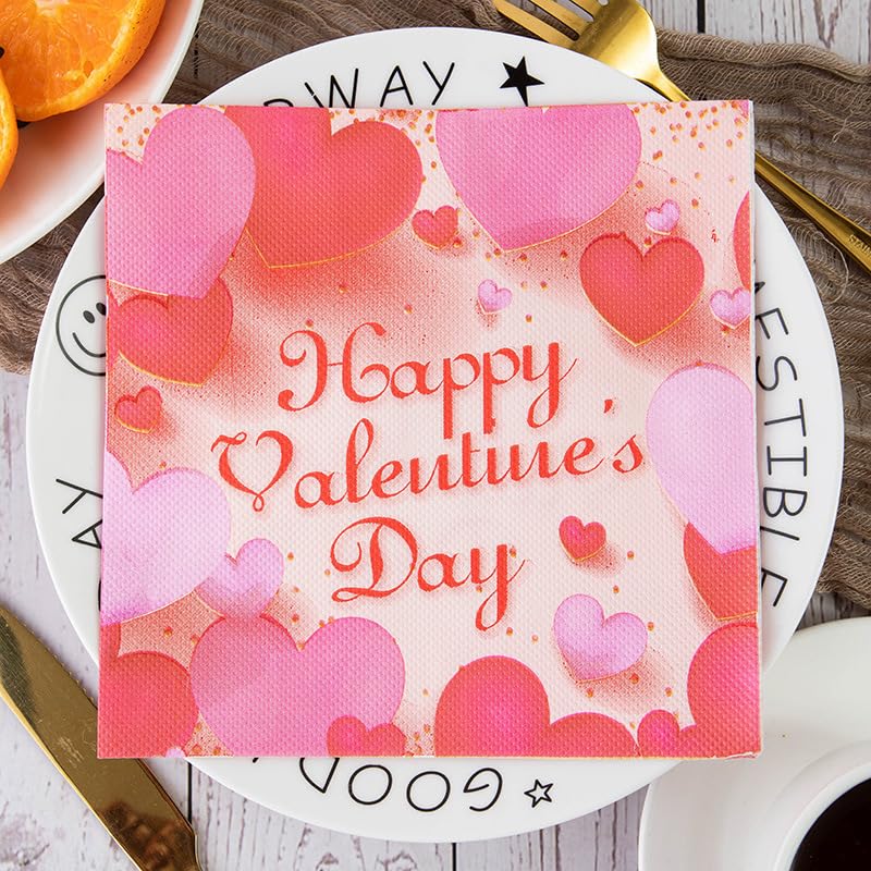 Tovaglioli di Carta San Valentino Rosa Tovaglioli Decorati Per Decoupage Bar Compleanno Carta Igienica Tovagliolo Decorazione Da Tavola Usa e getta Per Matrimoni Feste 30 Packs(33x33cm)