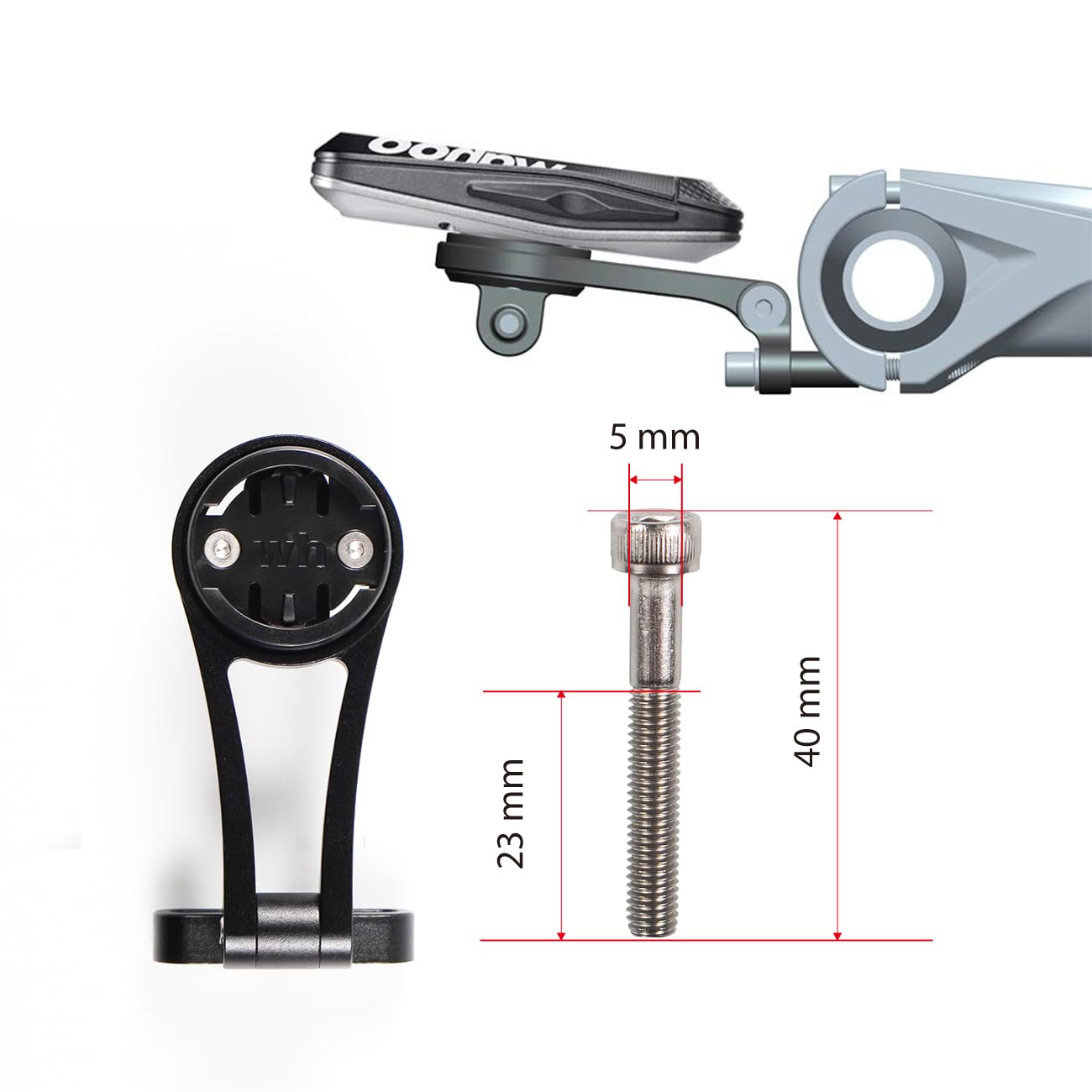 Chooee Fahrrad Halterung für Wahoo Elemnt Bolt, Elemnt Mini,Out Front Combo-Fahrradhalterung für Wahoo Elemnt,Schwarz TJ02