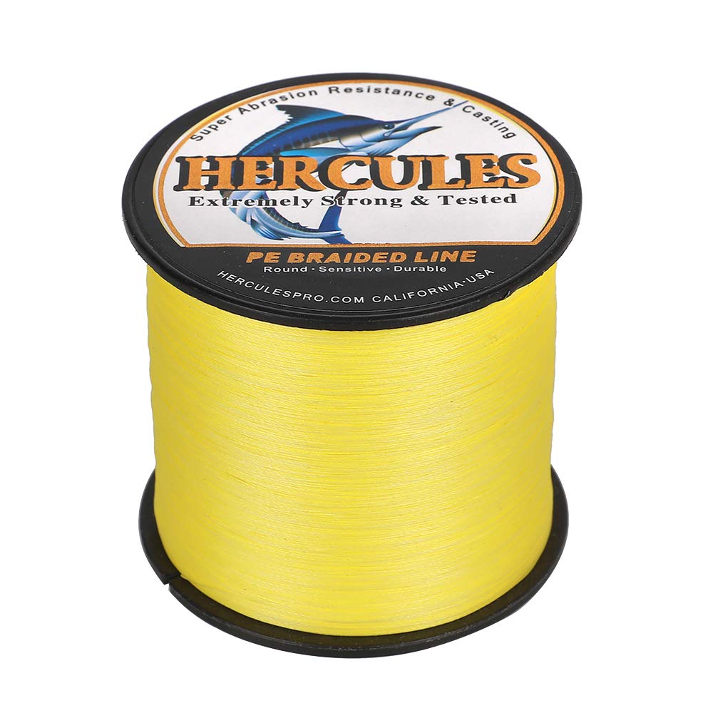 HERCULES Braided Fishing Line 300m 328yds 6lbs-100lbs Pe Superline 4 Strands (Yellow 90lb/40.8kg 0.50mm), 90lb/ 0.50mm/ 300m (328yds) - Image 4