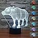Produktbild 3D Buffalo Glühen LED Lampe 7 Farben erstaunliche optische Täuschung Art Skulptur Ferneinstellung Lichter produziert einzigartige Lichteffekte und 3D-Visualisierung für Home Decor-kreative Geschenk