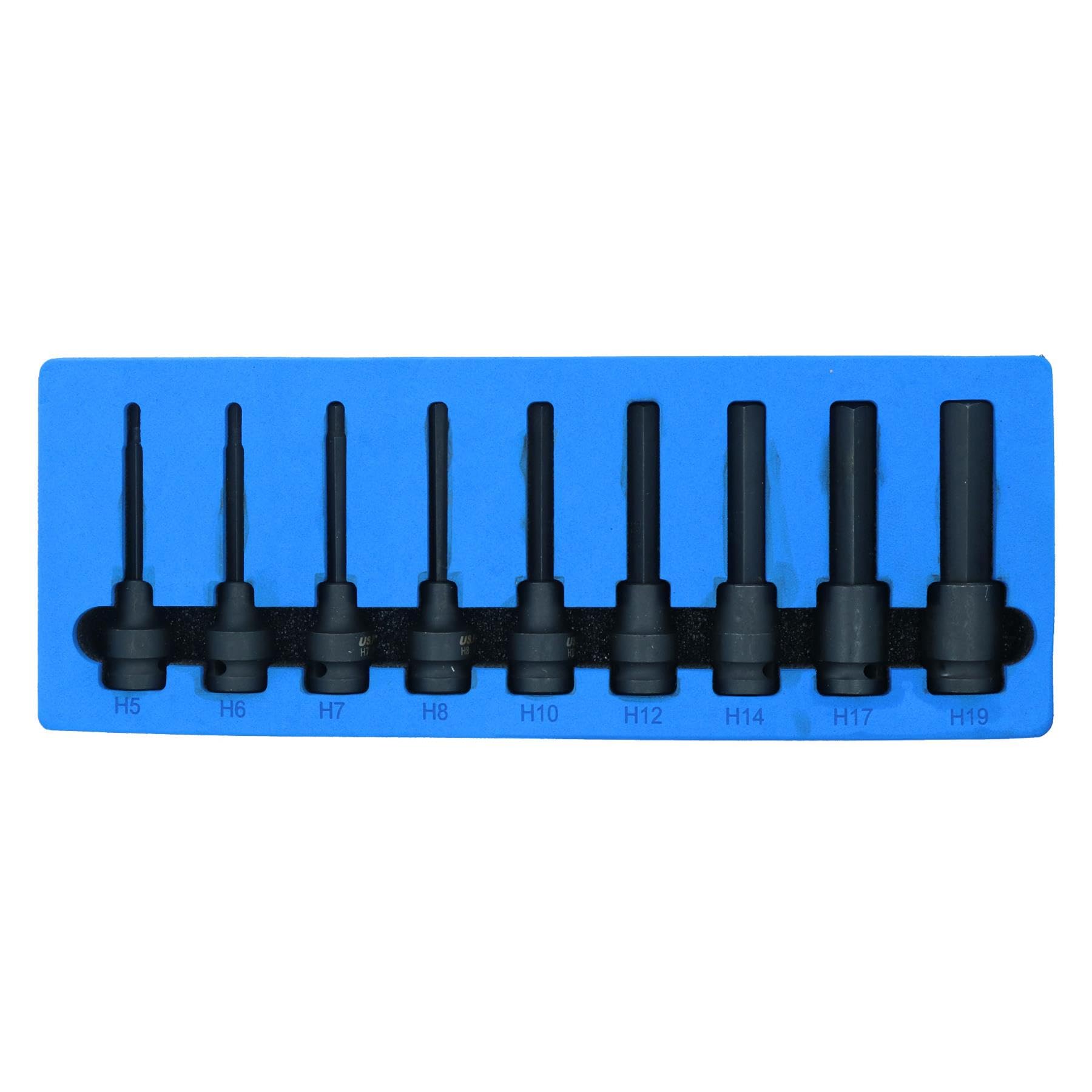Metryczne nasadki imbusowe z głębokim uderzeniem 1/5.1 cm Napęd 5 - 19 mm 9 szt. 100 mm