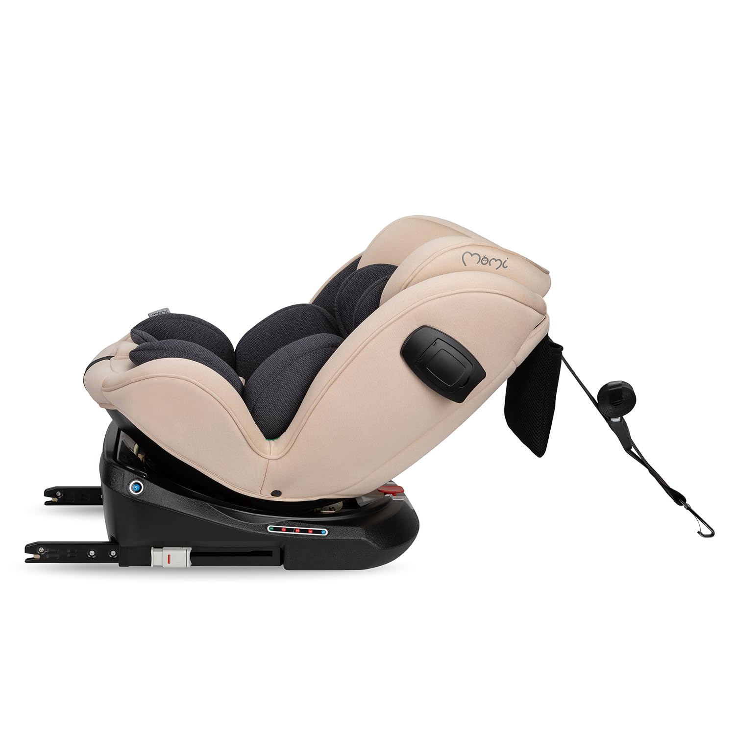 MoMi Autositz für Kinder EMI 0-12 Jahre (Gruppe 0+, 1, 2, 3, 3, Kinder bis 36 kg, 40 bis 150 cm), 360° drehbar, Einbau rückwärts: bis 18 kg, vorwärts: ab 18 kg, Befestigung mit ISOFIX und Top-Tether