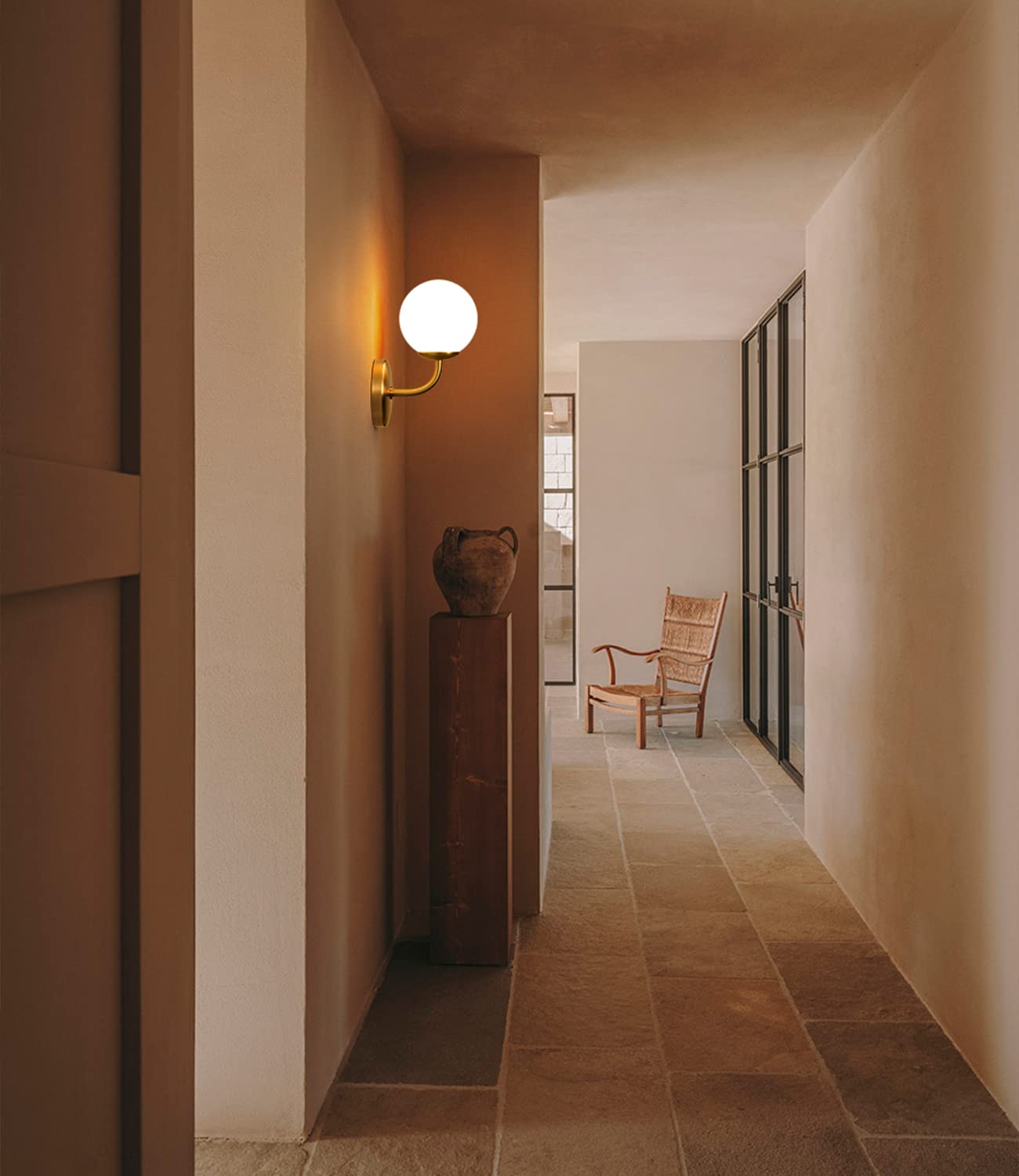 DAWALIGHT Aplique Pared Dorado, Globo de Cristal con Fuente G9 LED Blanco Cálido, Aplique Pared Interior Impermeable para Baño, Dormitorio & Sala de Estar, Oro Satinado