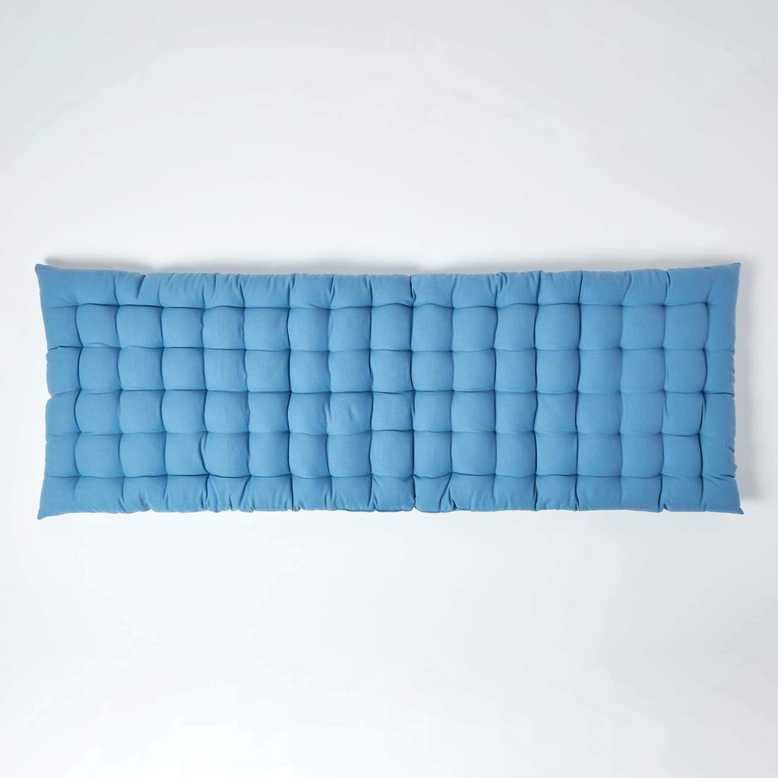 HOMESCAPES Cuscino per panca da giardino per mobili da patio panca da cucina o da sala pranzo per interni ed esterni confortevole stile moderno trapuntato Three seater (143 x 48 x 5 cm) Blu Airforce