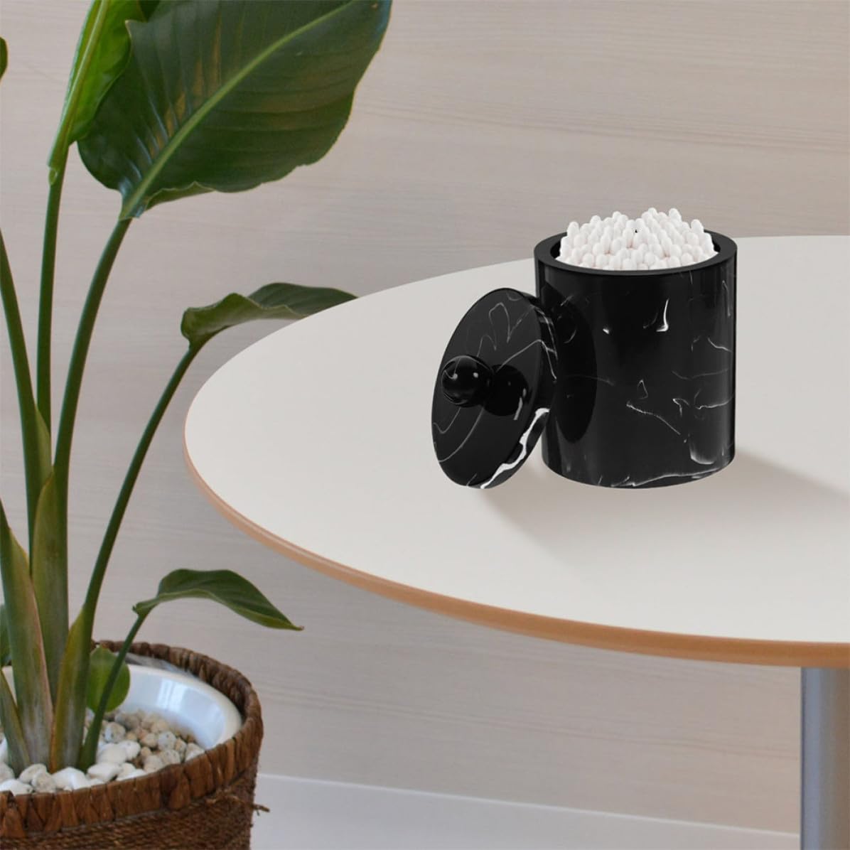 Yardwe 2 Piezas Palillero de Resina con Diseño de Mármol y Tapa | Uso Portátil Almacenamiento, Estilo Europeo Sencillo, Caja para Hisopos de Algodón