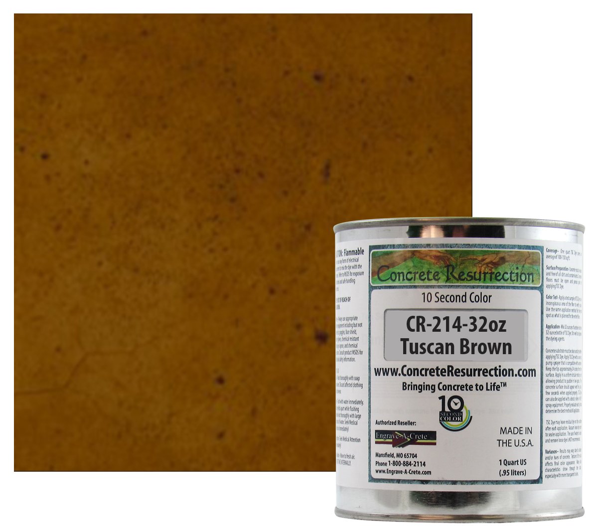 Professional Fast Drying Concrete Stain - Easy to use! Ten Second Color Acetone Dye Concrete Stain - Tuscan Brown 32oz