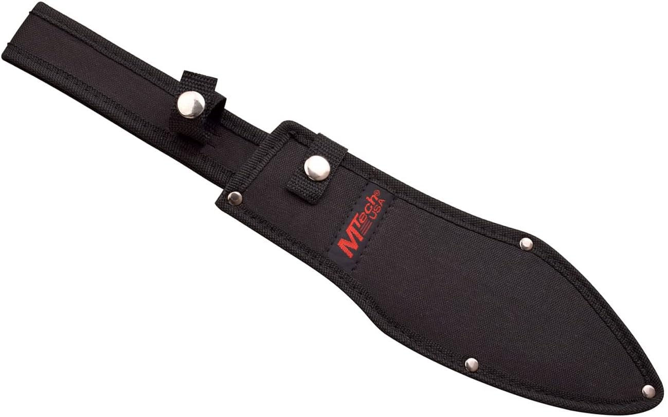 MTech USA – Fixed Blade Knife – Black and Satin Finish Stainless Steel Blade with Black Wood Handle, Full Tang, Includes Black Nylon Sheath - Hunting, Camping, Survival, Tactical, EDC – MT-20-72