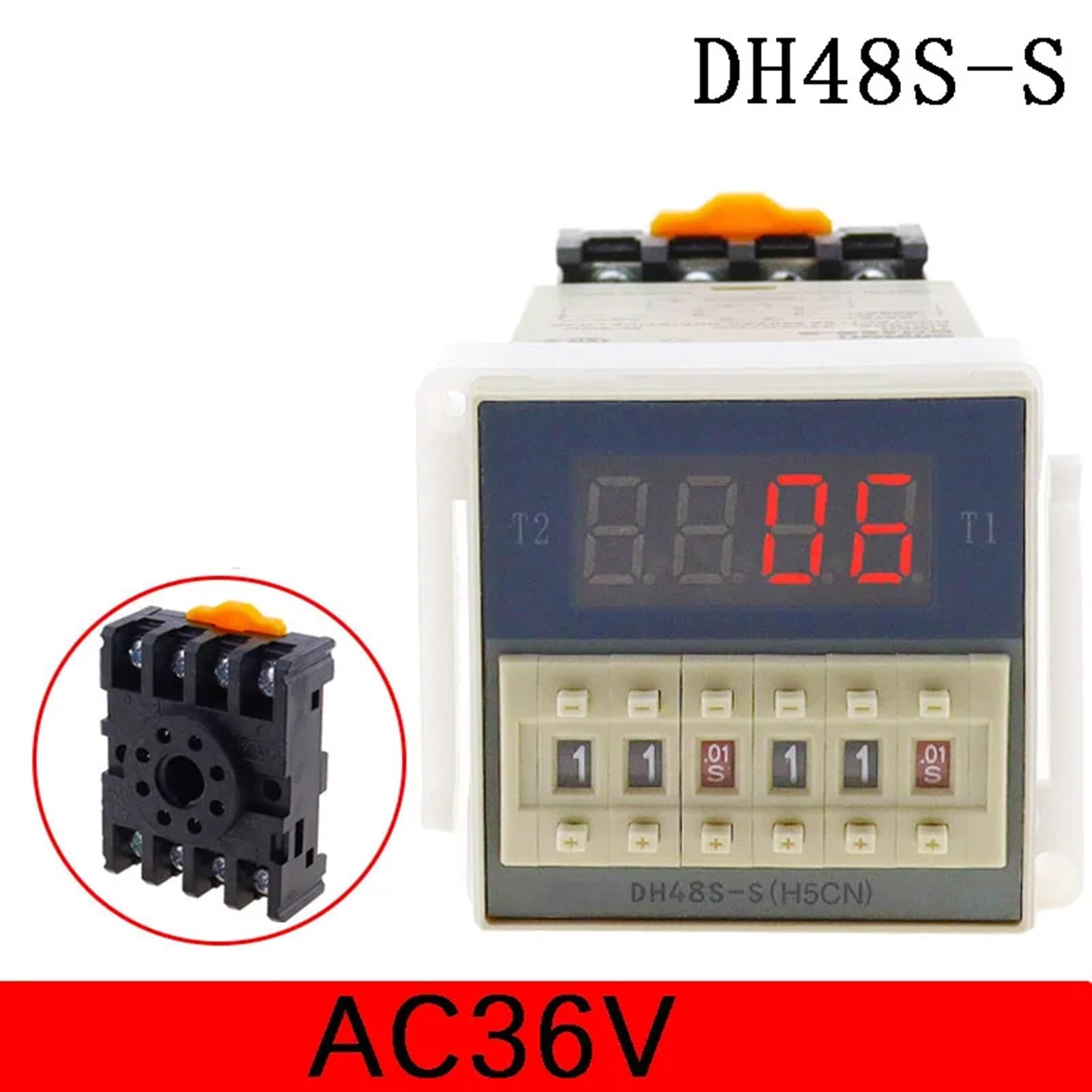 AC/DC 24v-240v DH48S-S Display digitale programmabile Controllo ciclo relè temporizzato Presa relè doppio ritardo con tensione di base (Size : DCAC36V)