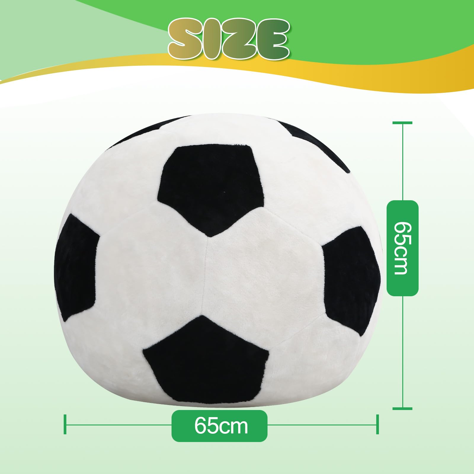 MeMoreCool Puf de fútbol para niños, asiento de sofá con relleno incluido, para niños y niñas, para leer y jugar, sofá suave para dormitorio y sala de juegos, 65 x 65 cm